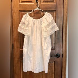 Old Navy gauze cream shift dress with pockets, crochet detail, size M, NWT